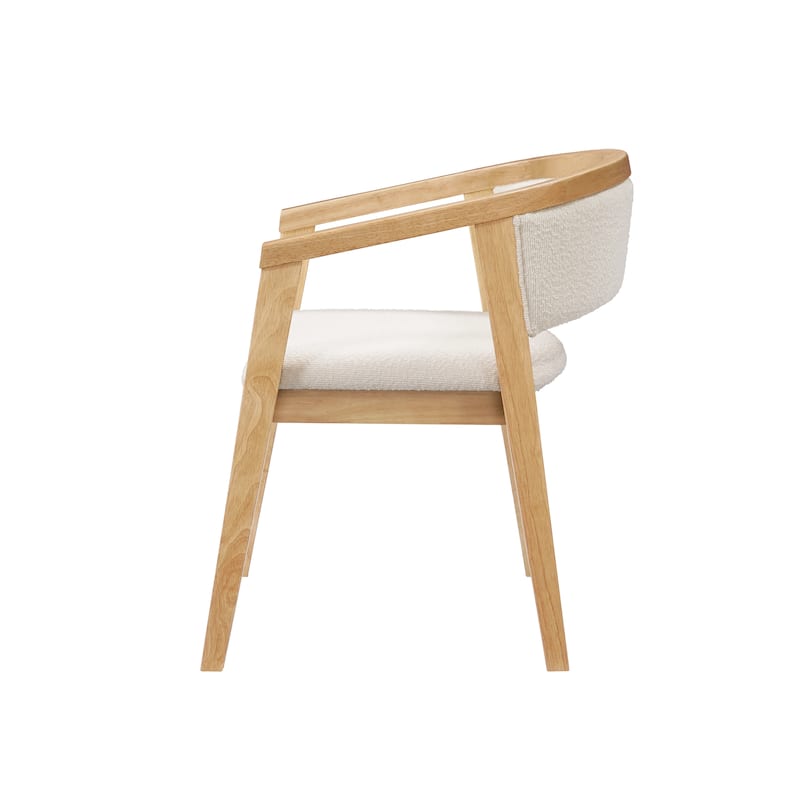 Christopher Knight Home - Noren Mid-Century Boucle Upholstered U-Shaped Dining Chair with Armrest - Set of 2