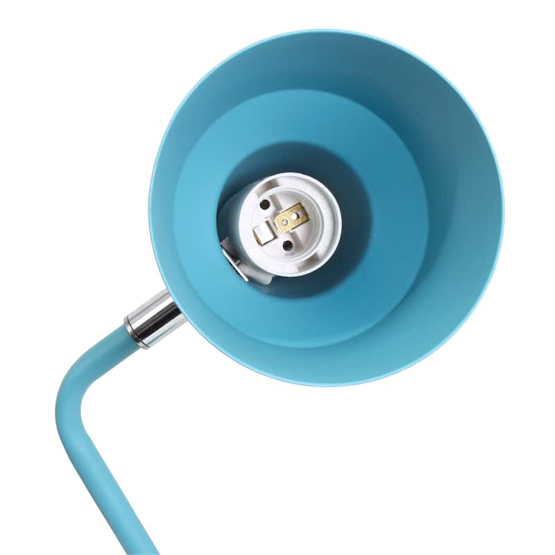 Modern Metal Gooseneck Desk Lamp with Dual USB Charging Ports Adjustable Arm Multiple Colors - 7.8" (L) x 5.2" (W) x 15.2" (H)