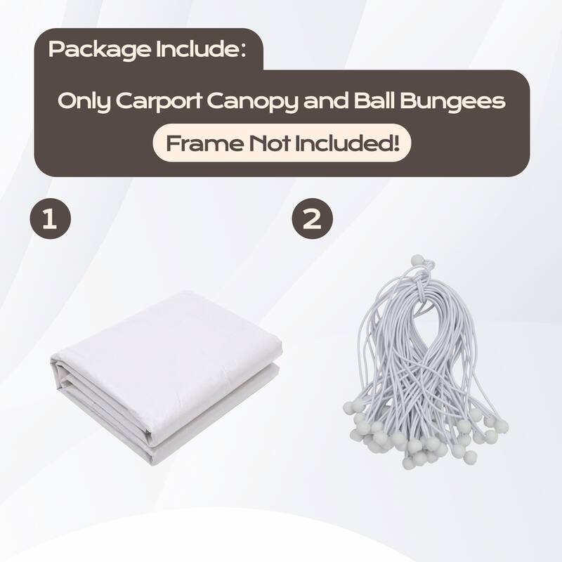 Aoodor 10 x 20 FT Carport Replacement Canopy Cover