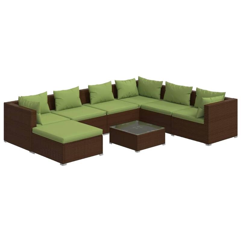 vidaXL Patio Lounge Set Outdoor Sectional Sofa Set Table Garden Poly Rattan - 27.6" x 27.6" x 23.8"