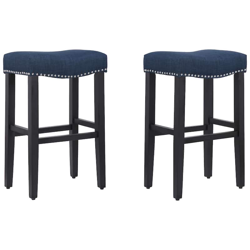 Jameson Upholstered Polyester Black 29 Inch Bar Stool (Set Of 2)