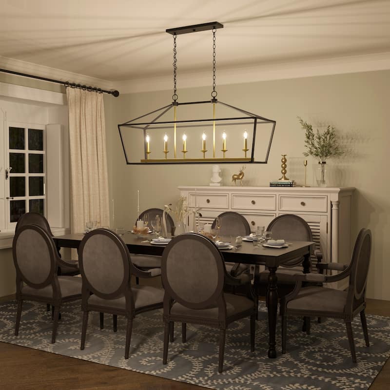Acroma 6-light Modern Farmhouse Rectangle Chandelier for Dining Room with UL Certified - 49In