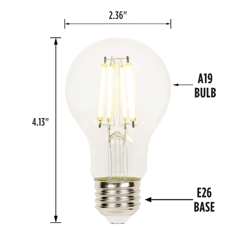 Westinghouse Lighting 6.5-Watt (60-Watt Equivalent) Clear A19 Dimmable Filament LED Light Bulb, Medium Base - 6-Pack