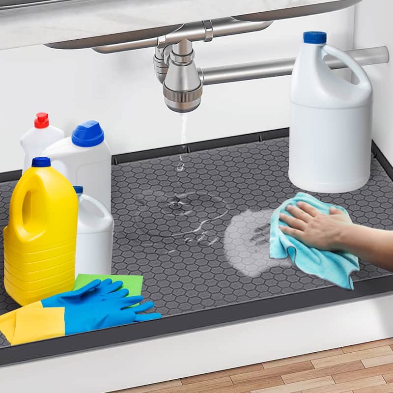 Cheer Collection Waterproof Silicone Under Sink Mat with Raised Edges - Small