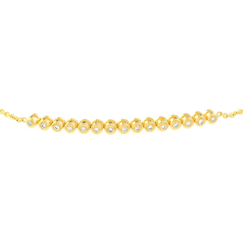 Marquee Jewels 14K Solid Yellow Gold and 1/5 CTW Natural Diamond Bolo Tennis Bracelet
