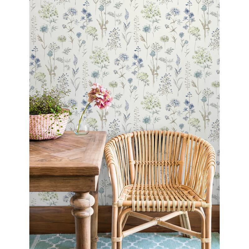 Chesapeake Bergamot Sea Green Wildflower Wallpaper