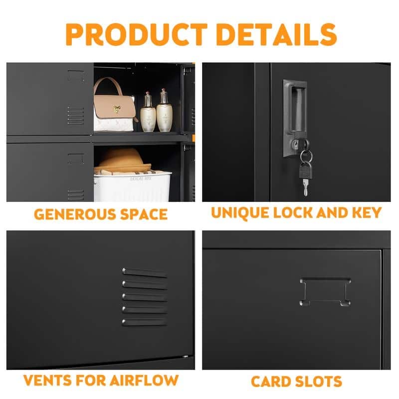 6-Door Metal Employee Storage Locker with Card Slot for Office,Gym,School