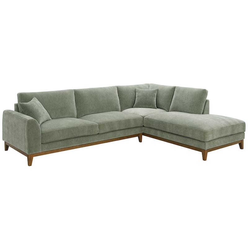 Furniture of America Lurek Mid Century Modern Chenille Sectional Sofa with Chaise.