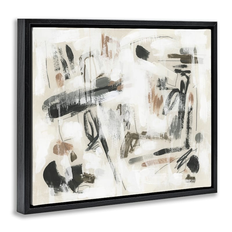 Stupell Subtle Abstract Brush Strokes Framed Floater Canvas Wall Art Design By June Erica Vess