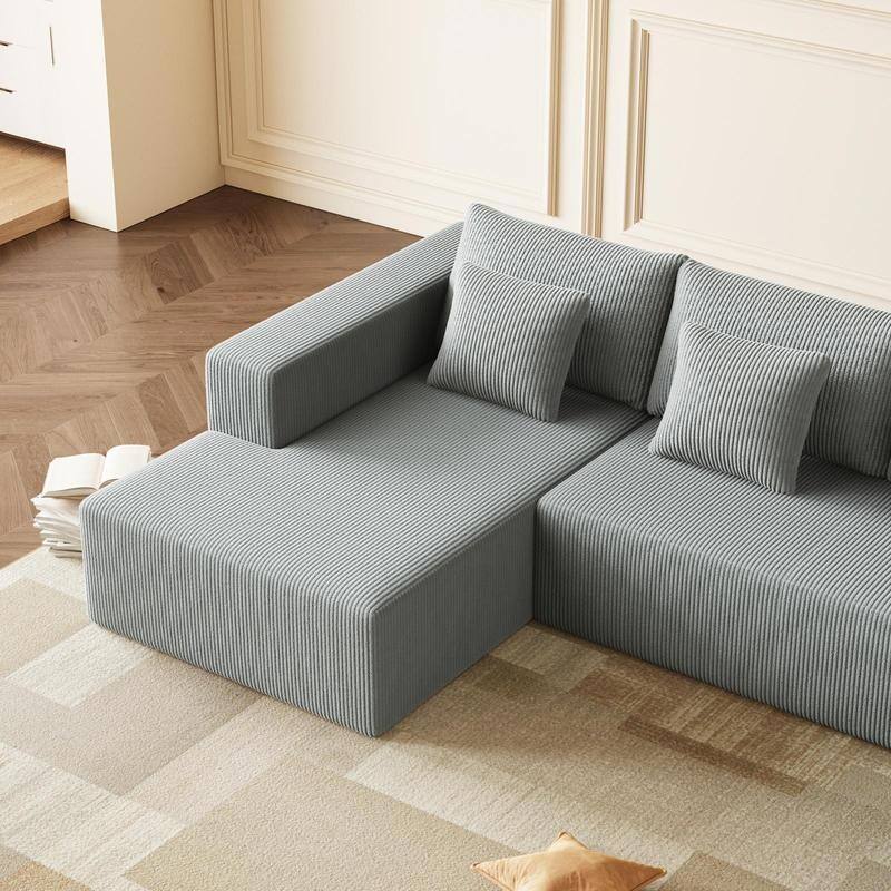 Corduroy U Shaped Sectional Sofa, Reversible, Spacious, Plush Cushions