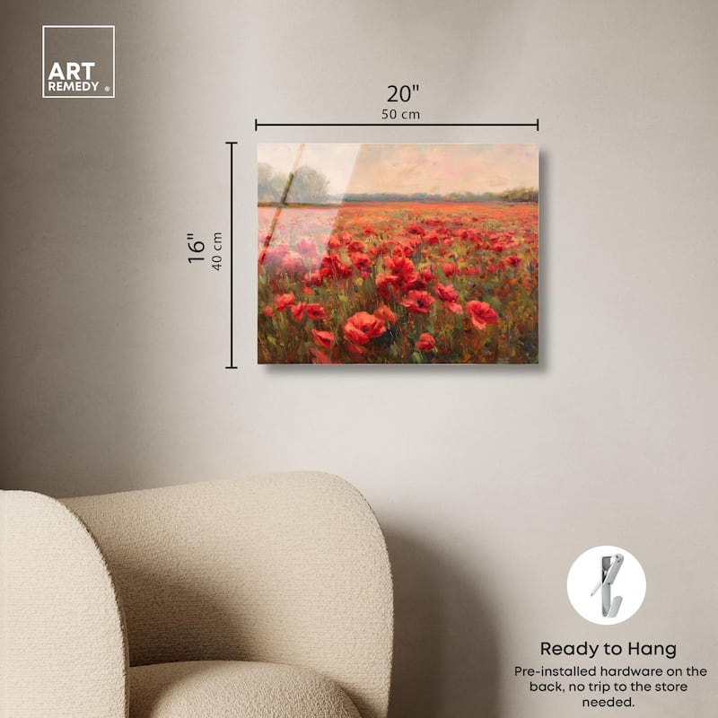 Sea of Red Poppies II Acrylic by Art Remedy, Ready to Hang