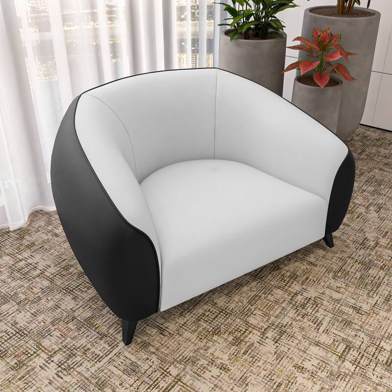 Single-Seater Sofa Armchair Upholstered in Vegan Leather with Metal Legs Opula Series by LeisureMod