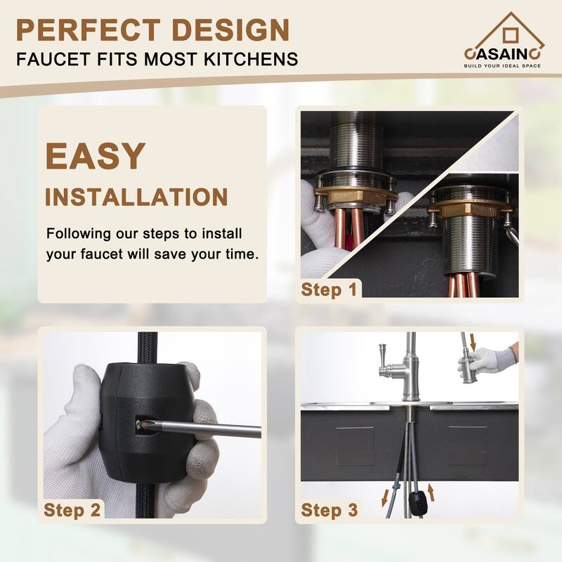Single Handle 21 in. Pull Down Sprayer Kitchen Faucet
