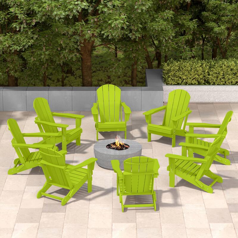 Laguna Hdpe All Weather Outdoor Patio Foldable Adirondack Chairs (Set Of 8)