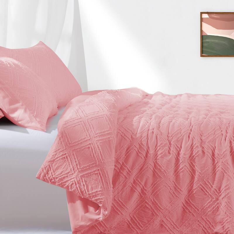 Soft Microfiber Clipped Duvet Cover & Pillowcase Set