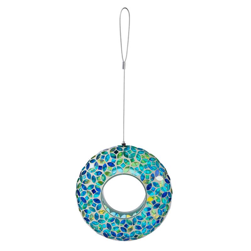 Glitzhome Round Hanging Multi-Color Mosaic Dots Birdfeeder