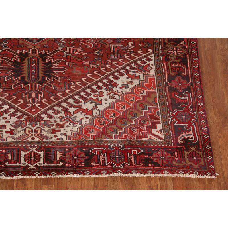 Hand Knotted Oriental 100% Wool Carpet Traditional Medallion Red Heriz Area Rug - 11' 0'' X 7' 9''