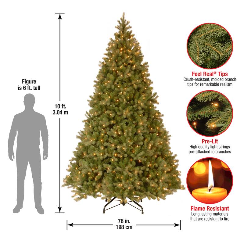 National Tree Company 10 ft. Downswept Douglas Fir Tree with Clear Lights