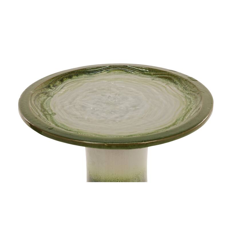 17"Ceramic Bird Bath for Outside, Elegant Tall Outdoor Bird Bath, Lightweight Pedestal Glazed Birdbaths with Swirl Pattern