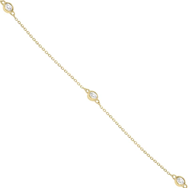 Marquee 1 Carat TW Bezel Set Diamond Station Necklace in 14K Yellow Gold