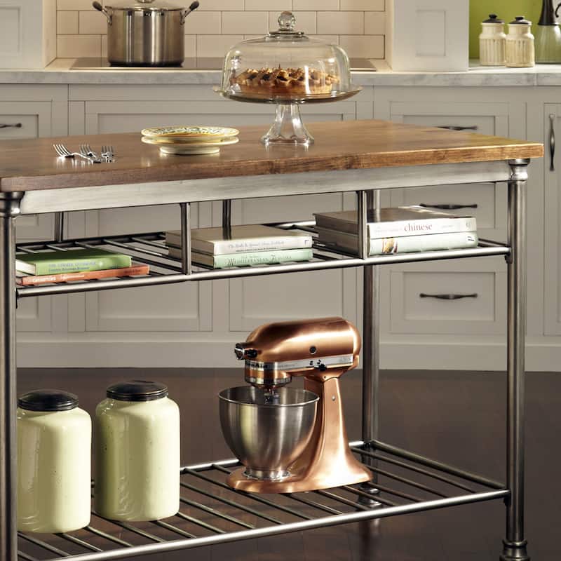 Homestyles Orleans Kitchen Island with Butcher Block Top, 52"W