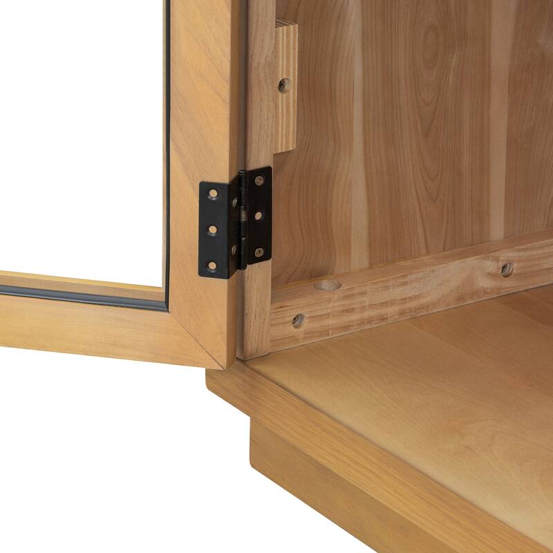 4-Door Large Storage Sideboard Buffet Cabinet with Glass Doors with Adjustable Shelves for Dining Room and Living Room