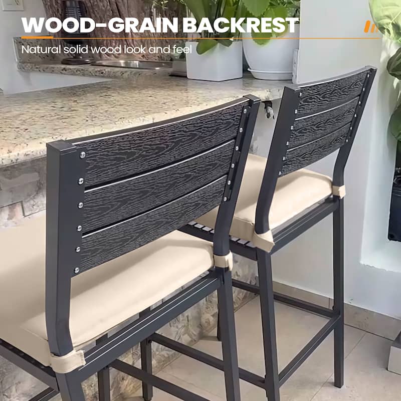 Outdoor Barstool Counter Height Bar Stools with Cushion - see picture