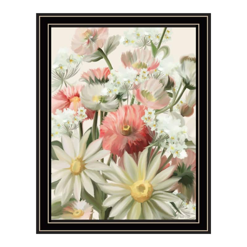 TrendyDecor4U Contemporary "Summer Wildflowers For You" Framed Print Wall Art - Multi