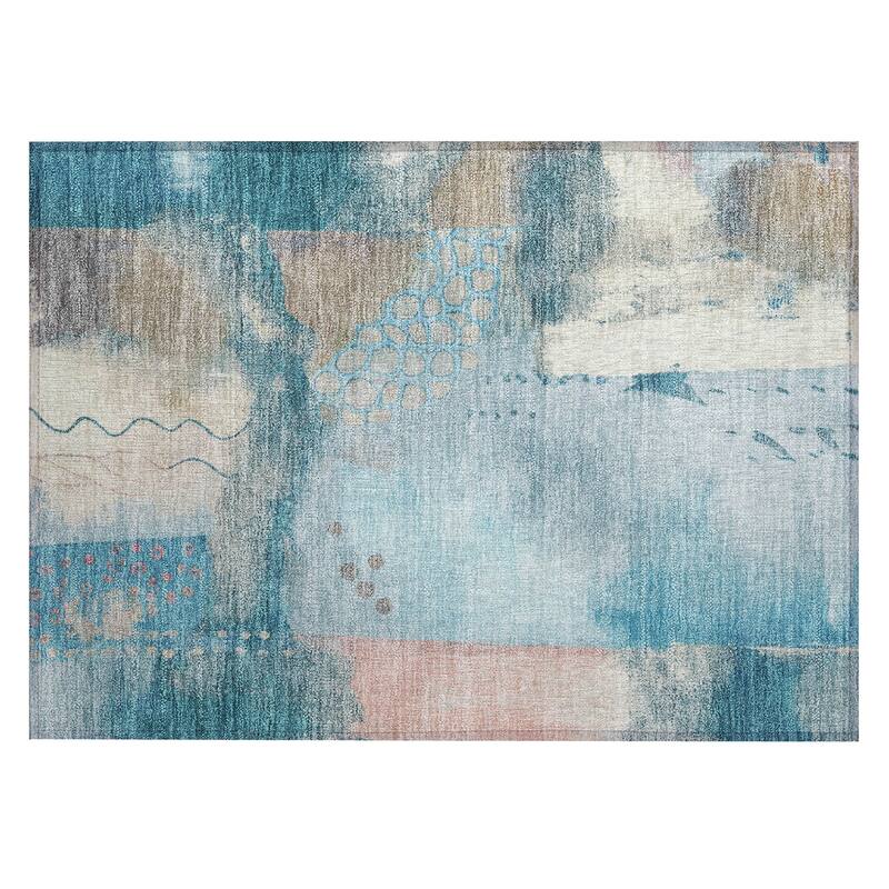 Machine Washable Indoor/Outdoor Modern Abstract Chantille Rug