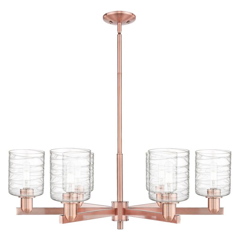Innovations Lighting Endless Possibilities Arcadia - Cobbleskill - 6 Light 35" Stem Hung Chandelier - Deco Swirl/Antique Copper