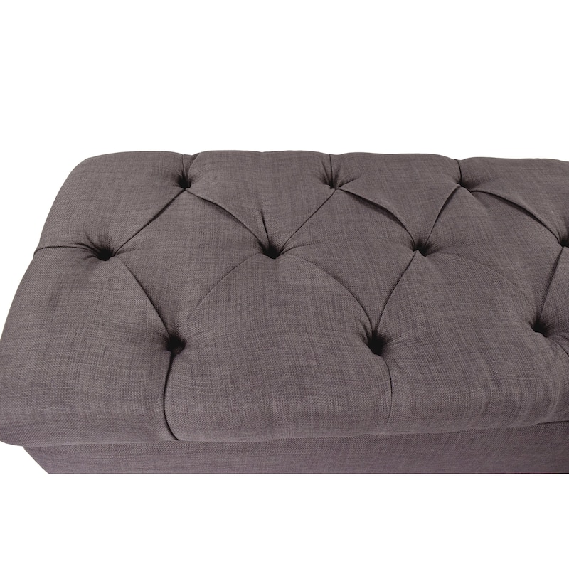 Sole Secret Diamond-tufted Linen Storage Bench