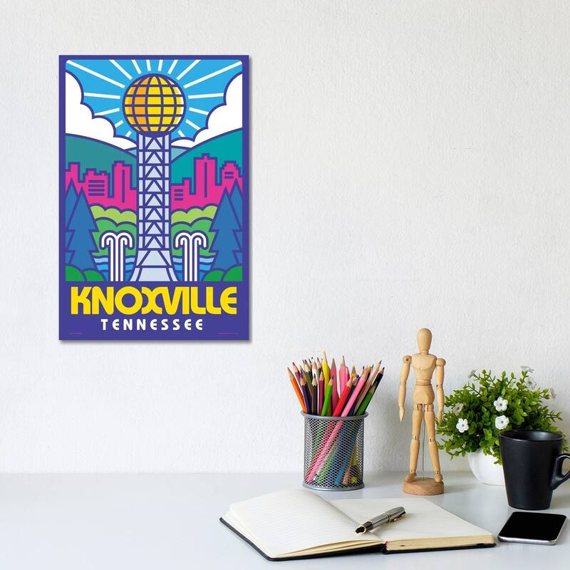 iCanvas "Knoxville Pop Art Travel Poster" by Jim Zahniser Canvas Print - 12x8x0.75