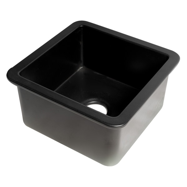 Black Matte Square 18" x 18" Undermount / Drop In Fireclay Prep Sink. Opens flyout.
