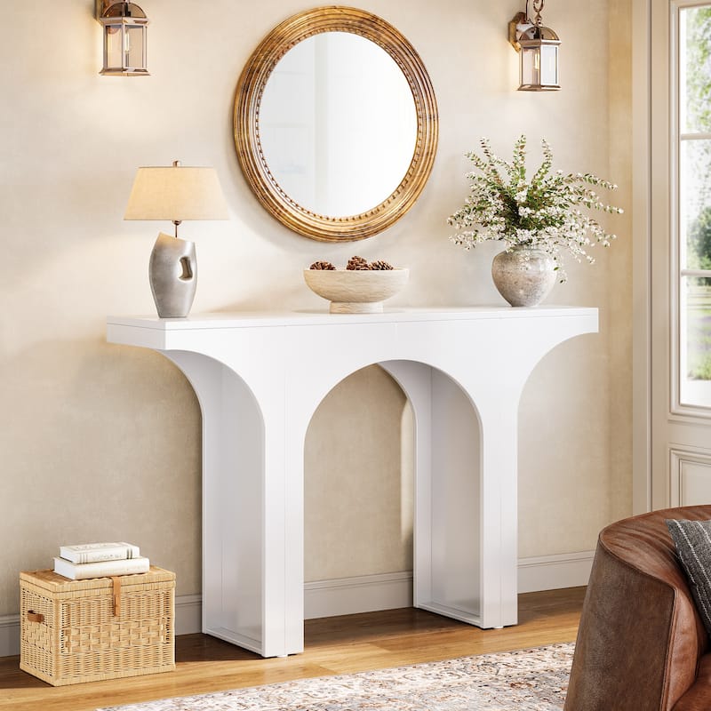 47 Inches Entryway Console Table, Wood Sofa Table - 1 PCS - White