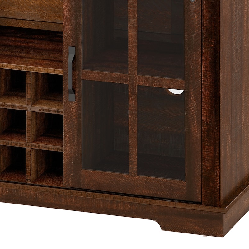 53" Barn Door Buffet Coffee Bar Cabinet with Wine Rack, Kitchen Sideboard Storage Cabinet