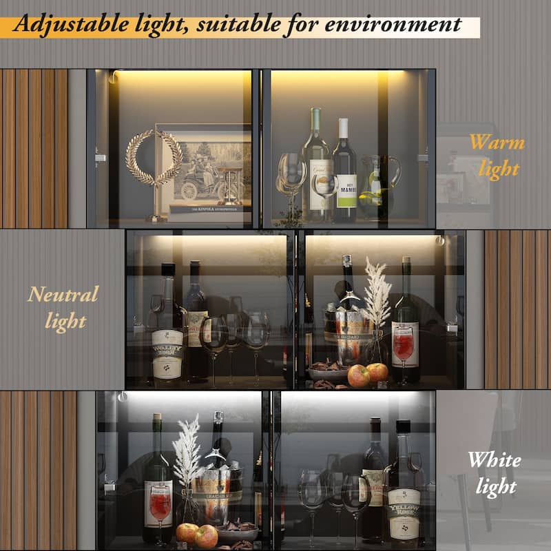 Sleek Modular Curio Wine Cabinet Storage Solution with Glass Doors