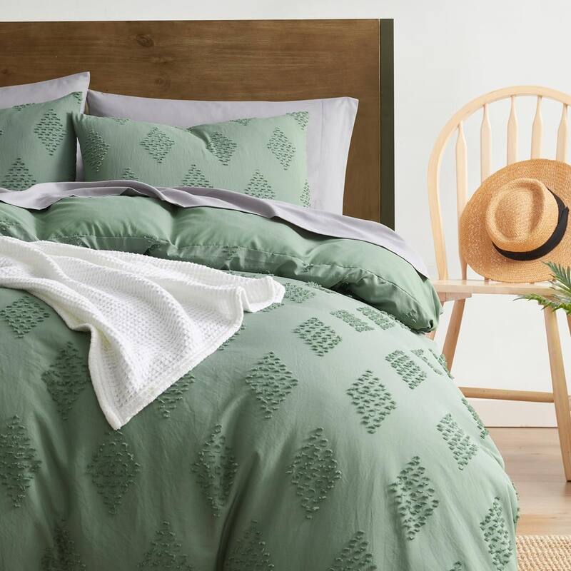 Empyrean Bedding Tufted Duvet Cover Set with Quilted Down Alternative Comforter Insert