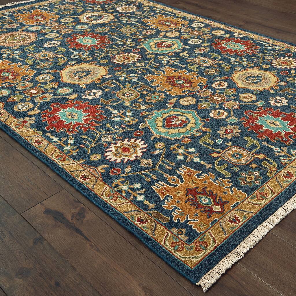 Darya Home Cortland Collection Traditional Oriental Area Rug Blue/Rust