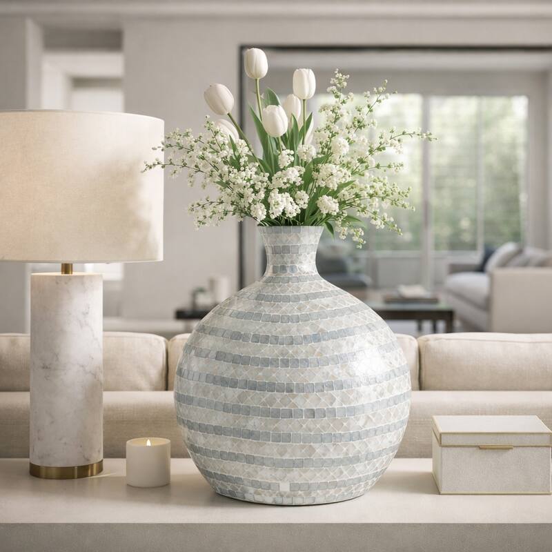 Decorative Vase - Ceramic Capiz Mosaic Gourd