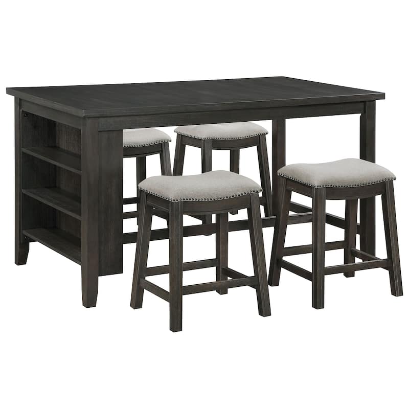 Elliston 5-piece Dark Grey Counter Height Dining Table Set