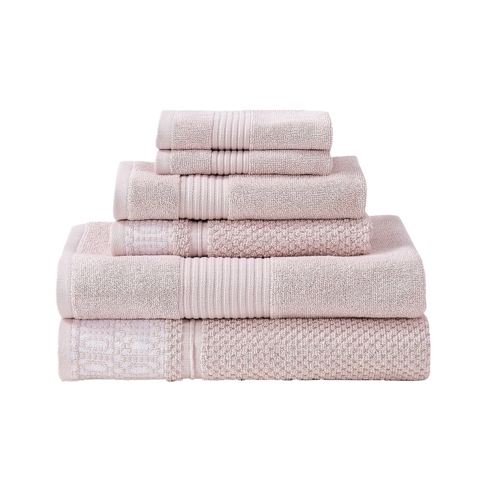 Modern Threads 6-Piece Jacquard Towel Set Astra - 100% Cotton, Bath, Hand & Washcloths - Modern Geometric Pattern