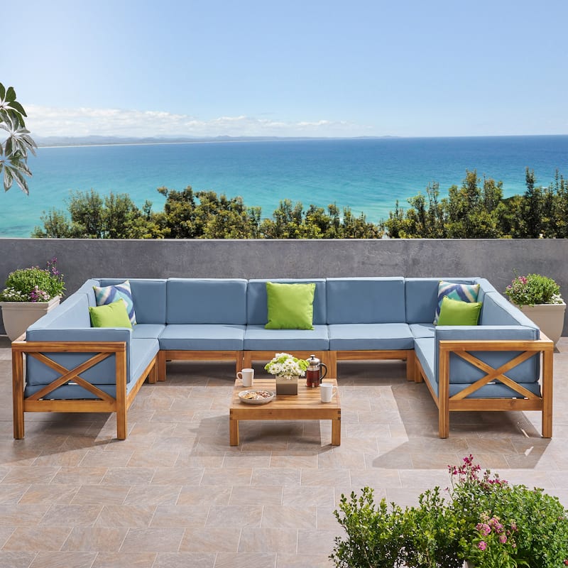 Brava Acacia Wood Sectional Sofa Set by Christopher Knight Home