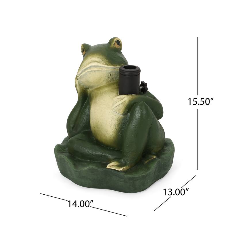Roomfitters Frog Prince Outdoor Umbrella Base, Heavy Duty Concrete Stand for Patio or Garden, Green