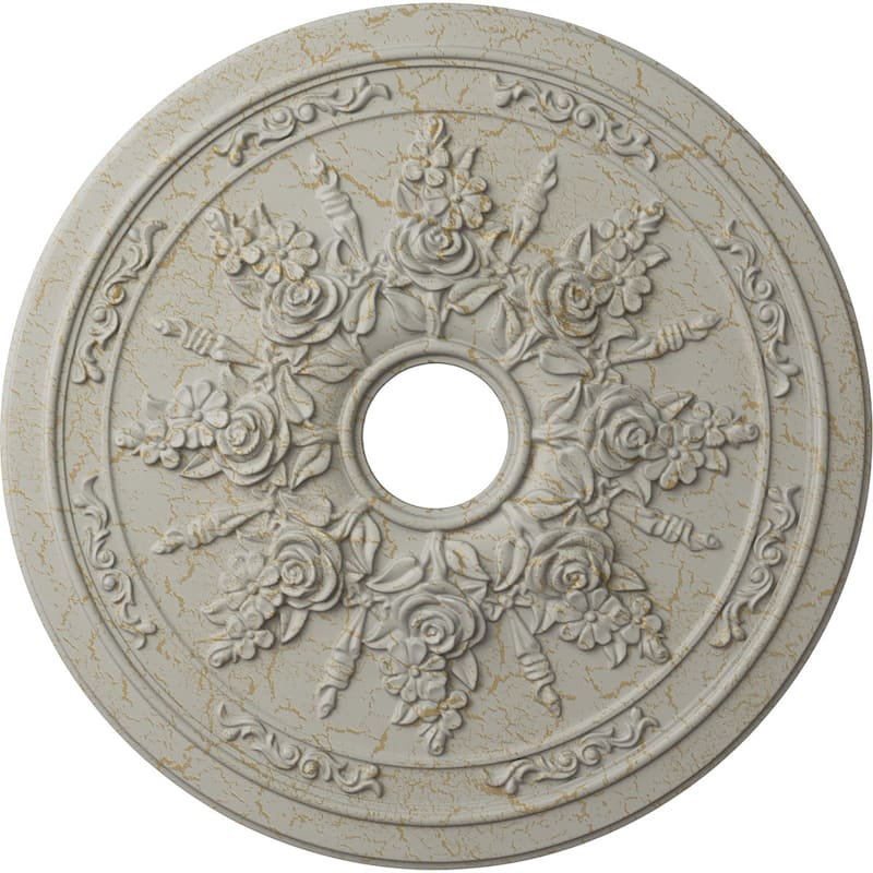 23 5/8"OD x 4"ID x 1 1/2"P Rose and Ribbon Ceiling Medallion