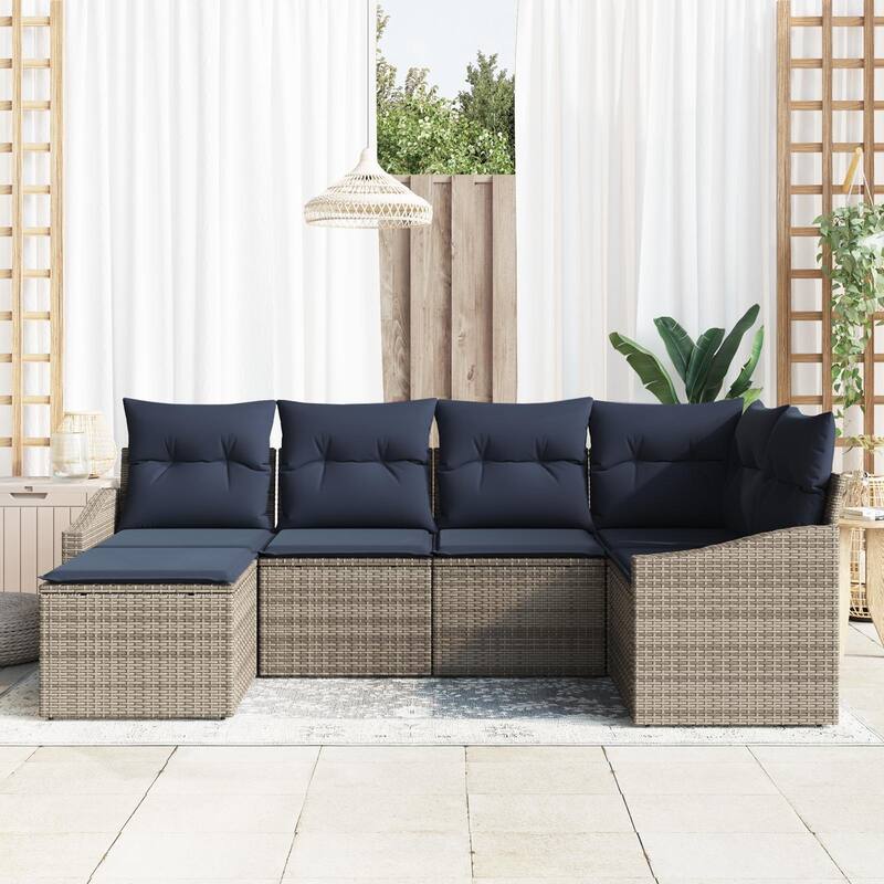 vidaXL 7 Piece Garden Sofa Set with Cushions - 91.9×48.6×46.1