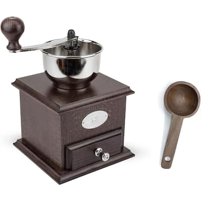 Peugeot Bresil Walnut Coffee Mill, 8.75 W/ Wooden Spice Scoop