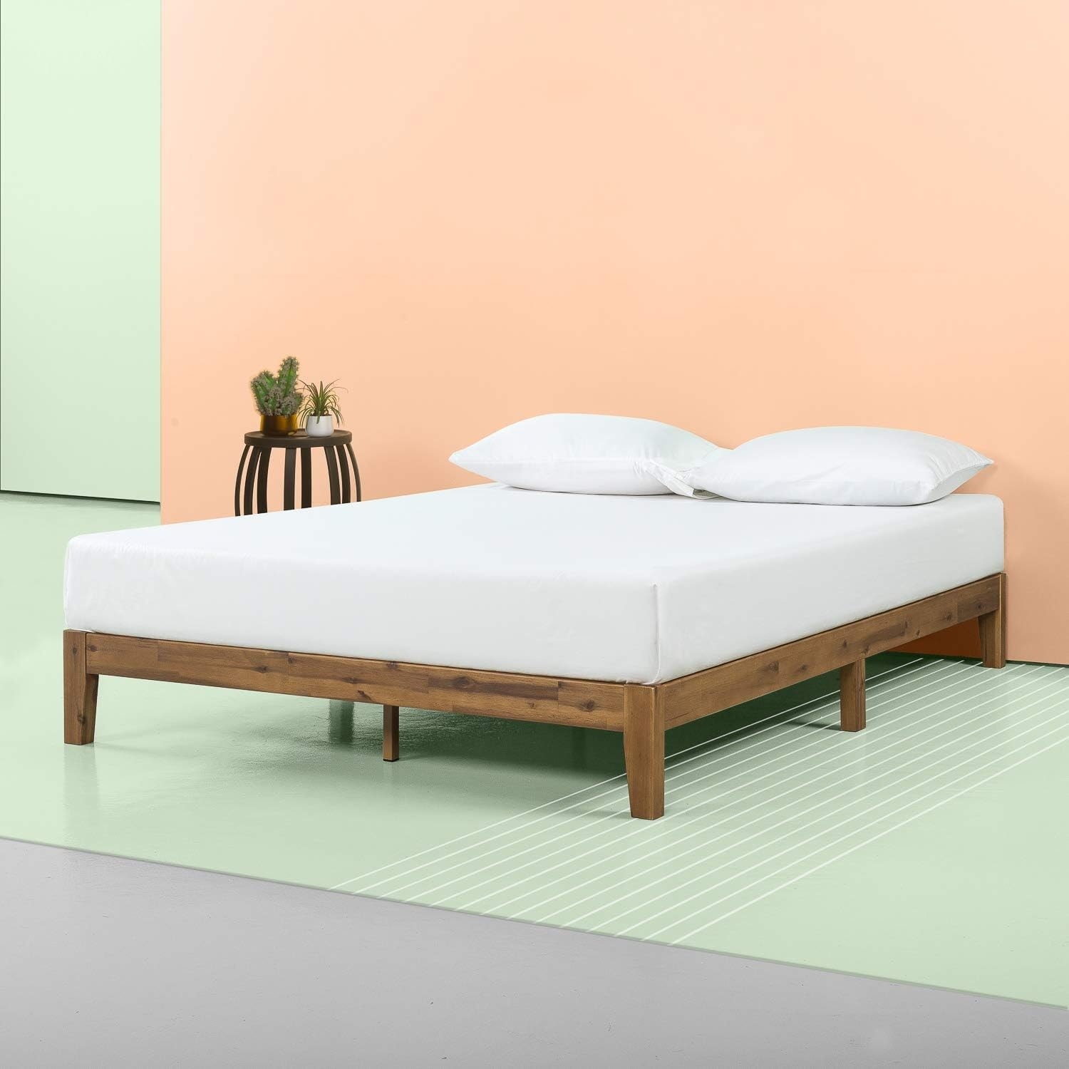 Queen Platform Bed Frame with Solid Wood Foundation, Easy Assembly, No Box Spring Needed