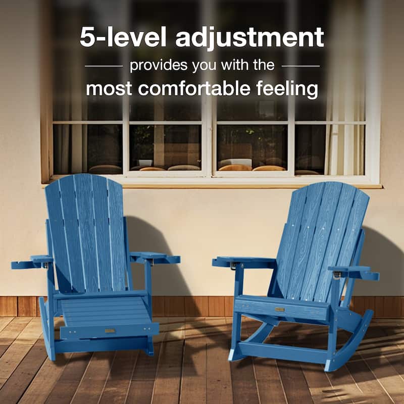 WINSOON Adirondack Chair Composite Rocking Chair Outdoor Weatherproof Plastic Adjustable