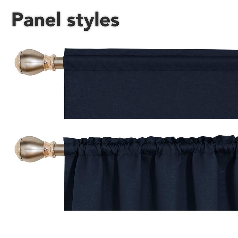 Rod Pocket Solid Window Valance for Kitchen (2 Panels)