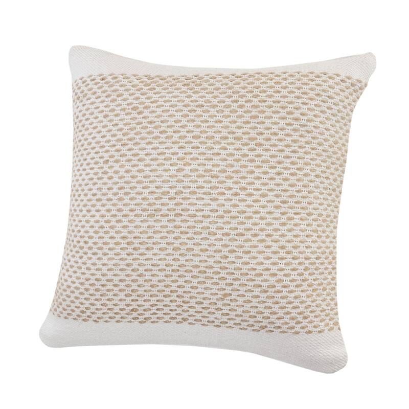 HomeRoots 20" X 20" Ivory And Tan 100% Cotton Geometric Zippered Pillow